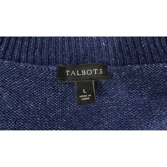Talbots 100% Linen Popover Knit Sweater V-Neck Breathable Coastal Women's Large - Picture 11 of 11
